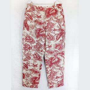 Michaela Floral Tropical Pants with Cuffs, Size 12, 100% Cotton